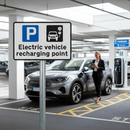 Premium Electric Vehicle Recharging Point Sign for Post Mounting with Clear Parking Guidelines