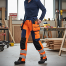 Premium Hi-Vis Women's Trousers with 4-Way Stretch, Holster Pockets, and Segmented Reflectors for Ultimate Comfort and Visibility