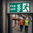 Fire Exit Sign – Right Direction – Flames & Running Man – Safety