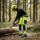 Premium Hi-Visibility Chainsaw Protection Trousers with Class 1 Saw Protection and 4-Way Stretch for Comfort