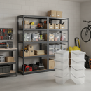 Premium 2x Shelving Units - 2130mm High - Grey with 8x 60L Plastic Storage Boxes