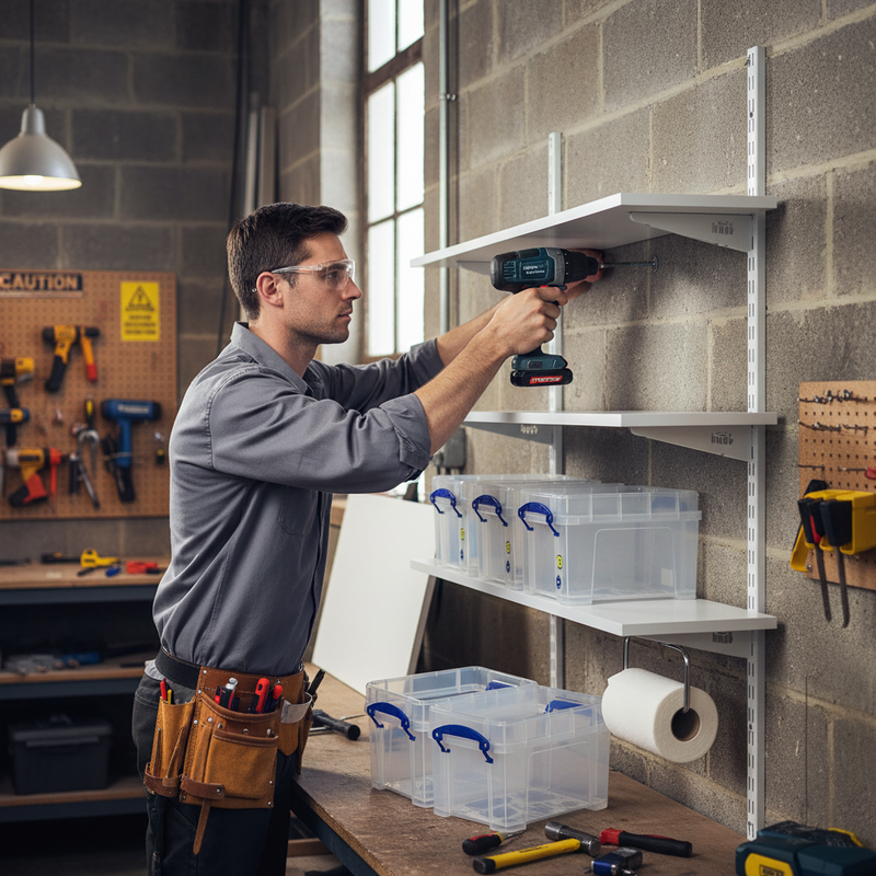 Premium Twin Slot Wall Mounted Shelving - 600mm Wide - White Melamine