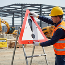 Premium 750mm Quick Fit Danger Warning Sign - High-Visibility Hazard Notification with Exclamation Mark on Durable Plastic