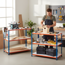 Premium Workbenches - 990mm High - 200kg Capacity - Melamine - Blue/Orange