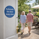 Automatic Fire Door Keep Clear Sign – 1mm Rigid Plastic – Indoor/Outdoor Use