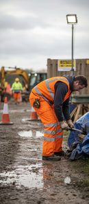 Premium Hi-Vis Waterproof Breathable Trousers with Fully Taped Seams, Retro-Reflective Tape, and Elasticated Waist for Enhanced Comfort