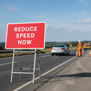 Premium Quick Fit Reduce Speed Now Temporary Road Sign 1050x750mm for Traffic Safety