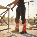 Premium Lightweight Safe Trousers with Thigh Pockets - Dark Navy/Hi-Vis Red