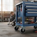 200mm Premium Heavy Duty Fixed Plate Castor with Grey Nylon Tyre