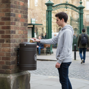 Premium 40L Outdoor Litter Bin with Self-Extinguishing Lid for Wall or Post Mounting