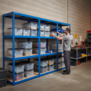 Premium 3x Shelving Units - 1600mm High - Blue with 12x 24L Storage Boxes