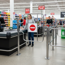 Premium Alarmed Mechanical Checkout Closer Gate with Key Lock and Bi-Directional Functionality for Retail Security