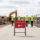 Premium Pedestrian Sign with Arrow - 600x450mm Metal Road Sign for Safe Pedestrian Guidance