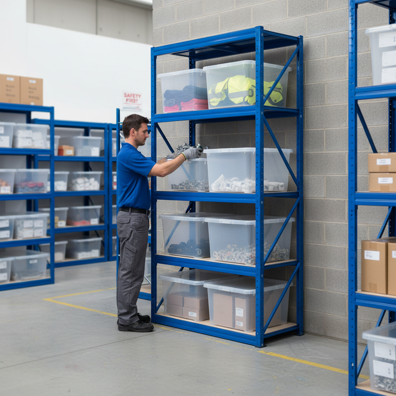 Premium Shelving Unit 2130mm High with 8 Heavy Duty Plastic Storage Boxes