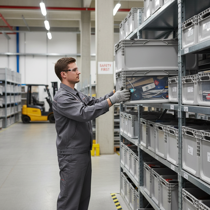 Durable Euro Containers with Hinged Lids - Light Grey - Ideal for All Applications