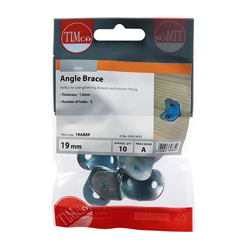 Angled Braces - Zinc - 19 x 19 x 19