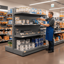 Premium Double Sided Gondola Bay Shelving Unit 1.6m High with Base Shelf and Adjustable Upper Shelves