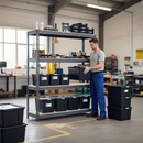 2x Heavy Duty Shelving - 2000mm High - Grey with 8x 37L Plastic Storage Boxes