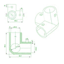 GRP 3 Way Corner – Yellow 90° Clamp for 50mm Handrail Tube