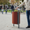 Premium 50L Litter Bin Made from Steel and Mahogany Stained Hardwood for Indoor and Outdoor Use
