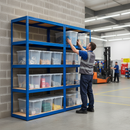 Heavy Duty Shelving Units with 8x 60L Plastic Storage Boxes - 2130mm High