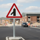 Premium Traffic Joins From Left Post Mounted Sign - High Visibility Junction Warning for Road Safety