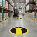 Premium Yellow Directional Arrow Floor Sign - Slip Resistant, High Visibility, Durable Adhesive for Warehouse Traffic Control