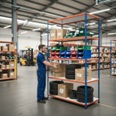 Heavy Duty Industrial Shelving - 1830mm High - 200kg Capacity - Melamine - Blue & Orange