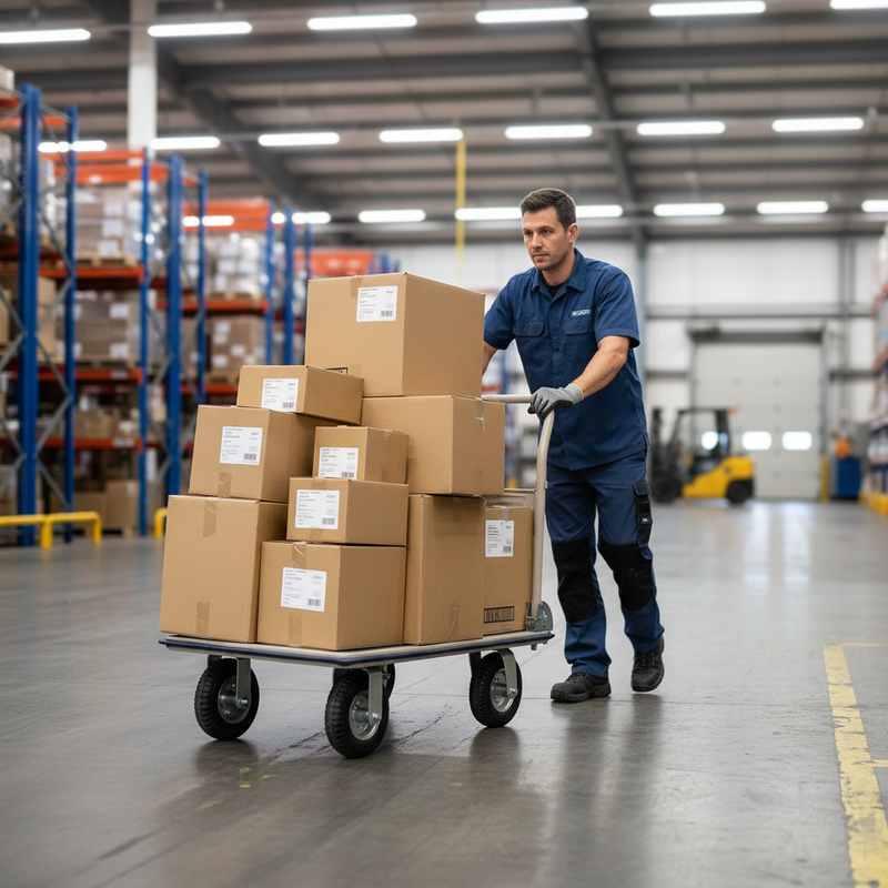 Heavy Duty Pneumatic Wheel Platform Trolley - 350kg Load Capacity