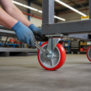 150mm Heavy Duty Swivel Bolt Hole Castor with Red Polyurethane