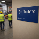 Braille Toilets Arrow Left Sign – 225mm x 150mm – 1.5mm PVC – Indoor Use