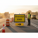 Premium Reversible Arrow Roll-Up Traffic Sign - 1050x750mm with Galvanized Steel Frame for Enhanced Flexibility