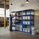 Heavy Duty Shelving Units with 12x 60L Plastic Storage Boxes - 2130mm High