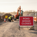 Premium Heavy Duty Road Ahead Closed Sign - 1050x750mm Engineer Grade Metal Sign for Road Safety