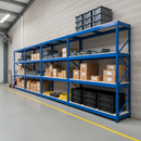 3x Heavy Duty Industrial Shelving - 1980mm High - 400kg Load Capacity - Melamine - Blue