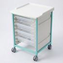 Steel Low Level Single Column Tray Trolley – 807mm Height, 4 Drawers (view 2)
