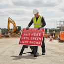 Premium 3-Way Control Traffic Sign 1050x750mm with Dynamic Toggle System for Enhanced Road Safety