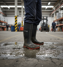 Premium Heavy Duty Ribbed Full Safety Wellingtons with Toecap and Midsole Protection, 100% Waterproof and Oil Resistant Outsole