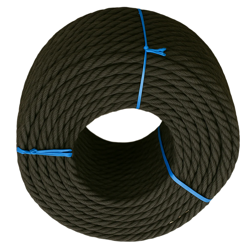 12mm Black Polypropylene Rope 3 Strand – Heavy-Duty, UV & Weatherproof | 50m Coil
