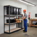 Heavy Duty Shelving Unit with 8x 37L Plastic Storage Boxes - 1800mm High - Grey