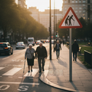 Professional Post Mounted Sign for Frail or Disabled Pedestrians - Warning Drivers of Slow Crossings with Size Options