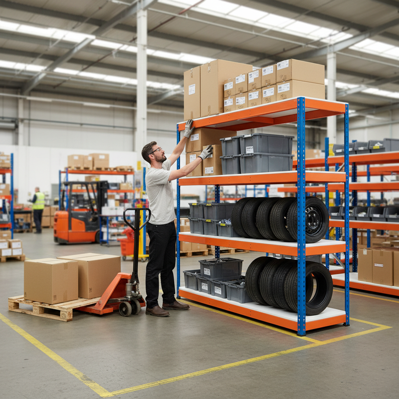 Premium Industrial Shelving - 1980mm High - 800kg Capacity - Melamine - Blue & Orange