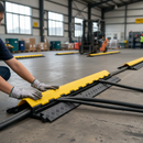 Premium Cable Hose Protection Ramp - 1200mm Yellow, Durable and Flexible for Vehicle and Pedestrian Safety