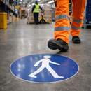 Pedestrian Floor Graphic Safety Sign – 400mm Diameter – Polycarbonate – Industrial Use