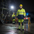 Premium Heavy Duty Hi-Vis Yellow/Navy Blue Arc Flash & Fire Retardant Winter Parka with Insulated Lining and Adjustable Features