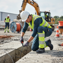 High-Performance Trousers with Kneepad Pockets - Dark Petroleum/Hi-Vis Yellow