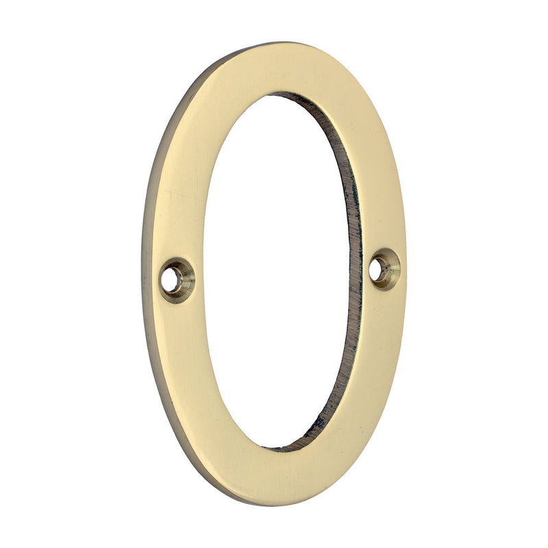 Door Numeral 0 - Polished Brass - 81mm