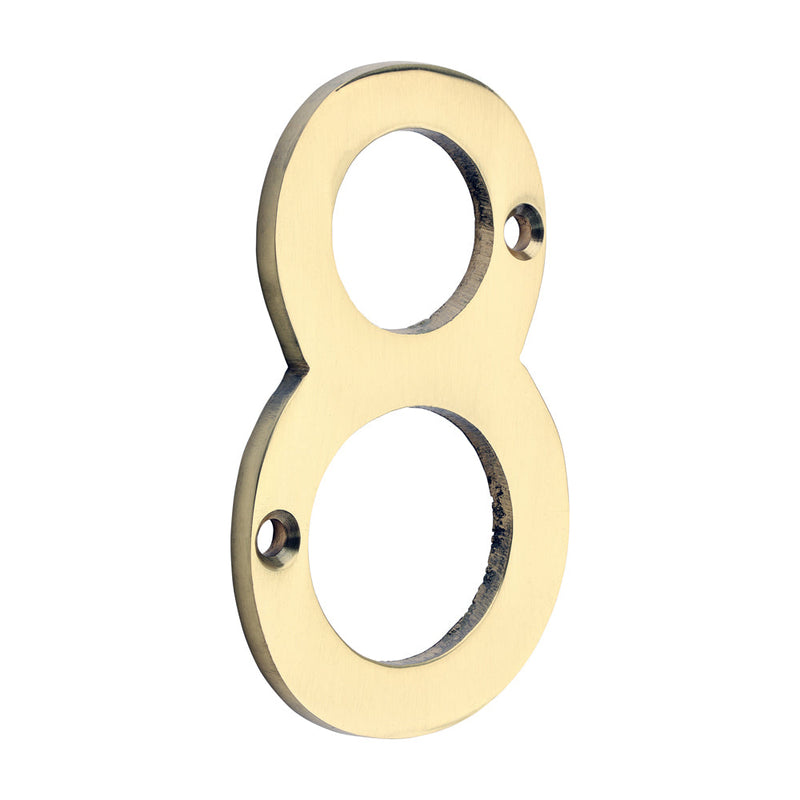 Door Numeral 8 - Polished Brass - 75mm