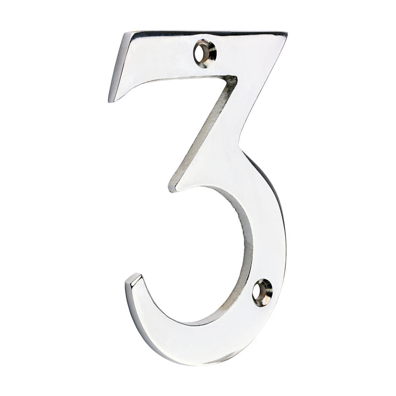 Door Numeral 3 - Polished Chrome - 75mm