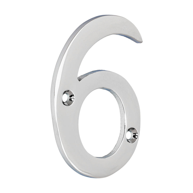 Door Numeral 6 - Polished Chrome - 75mm